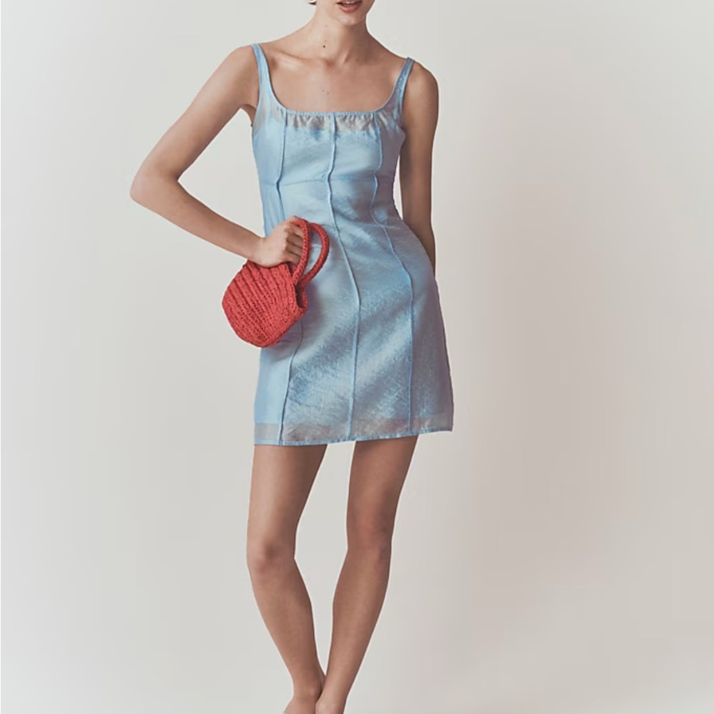 J. Crew Light Blue Mini Dress sheer organza slip dress